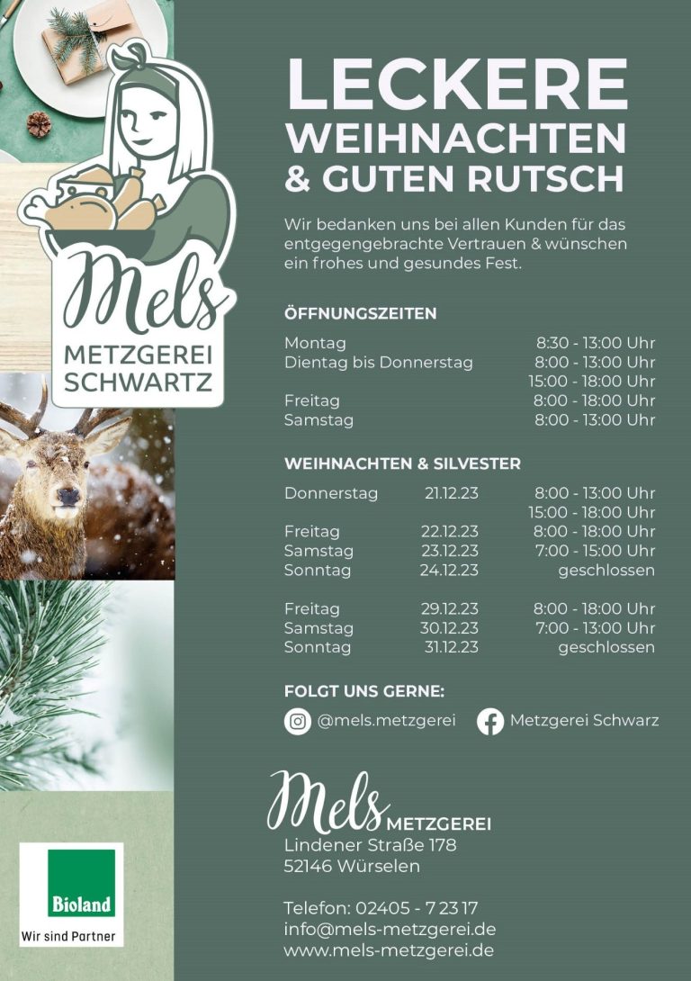 Mels Metzgerei (ehem. Schwartz) in Linden-Neusen, steht nun in dritter Generation für Fleisch in Bio-Qualität aus eigener Herstellung in Würselen.